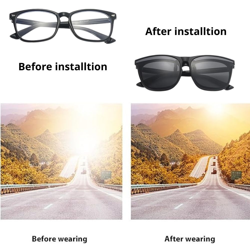 Polarized Clip On Sunglasses Men Photochromic Car Driver Goggles Night Vision Glasses Anti Glare Vintage Square Glasses SH1751817214987861000