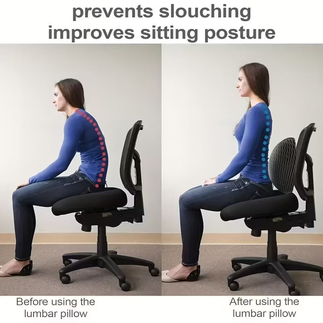 Ergonomic Lumbar Support Cushion for Lower Back Pain Relief - Ideal for Office, Driving, and Home Use 9878962897217-1