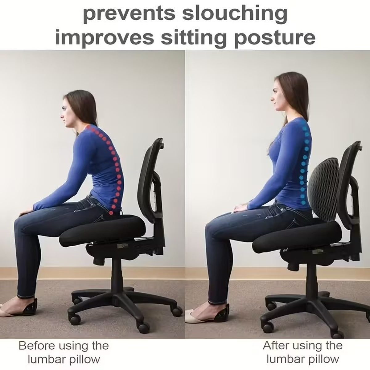 Ergonomic Lumbar Support Cushion for Lower Back Pain Relief - Ideal for Office, Driving, and Home Use 9878962897217-1