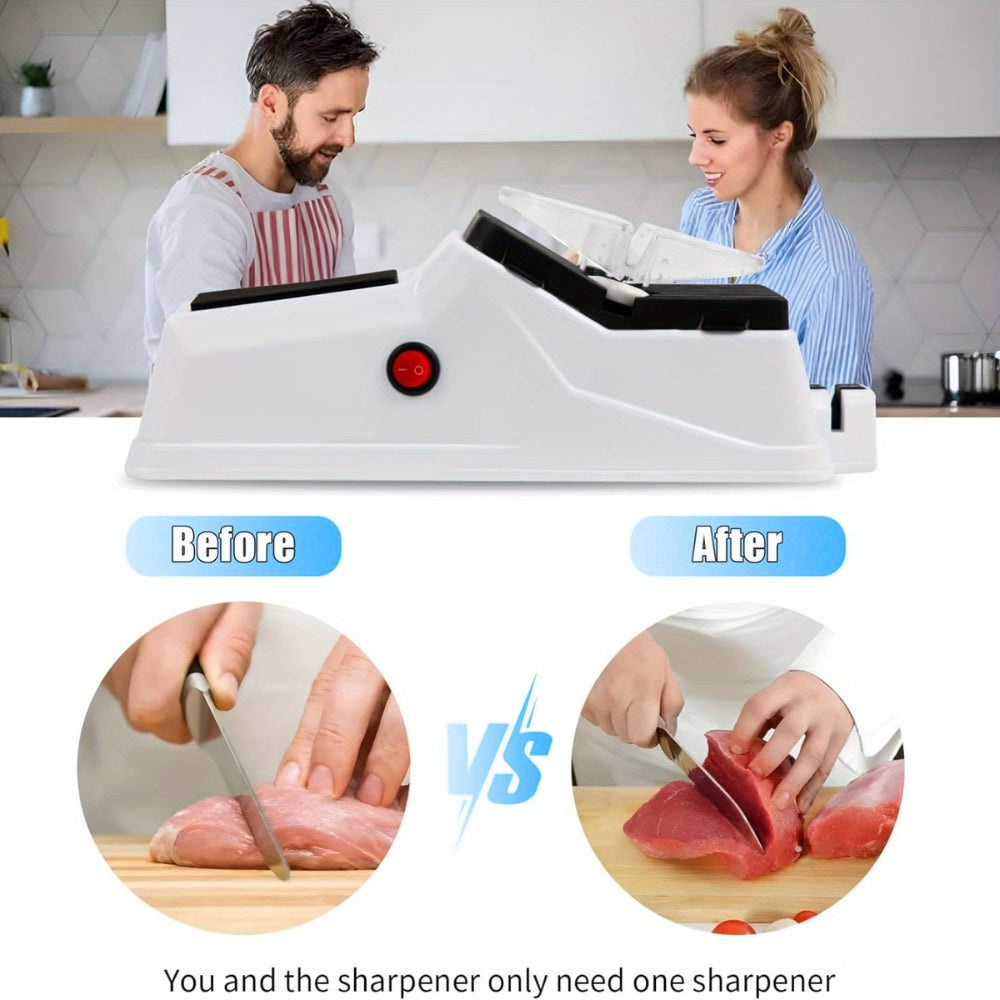 Electric Knife Sharpener - Double-Sided - 5-Second USB Rechargeable Blade Restorer 15146752901446-1