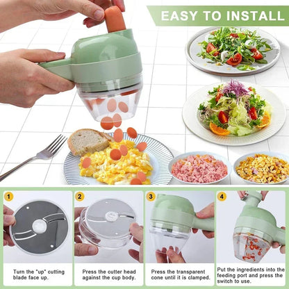 Electric Vegetable Cutter Set - Multifunctional Food Processor Hand-Held Mini Fruit Meat Grinder 15071155618179-1