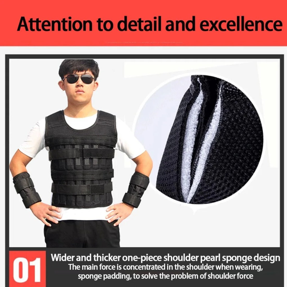 Exercise Weight Vest - 20Kg Adjustable Exercise Loading Weight Vest for Fitness Training 7812353196230-1