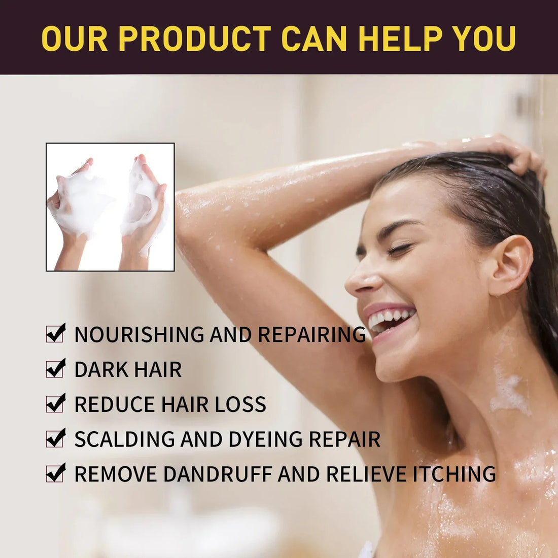 500ml Hair Dye for Dark Hair - Covers Gray, Easy, Nourishing, Long-Lasting 1005008209691281-Black