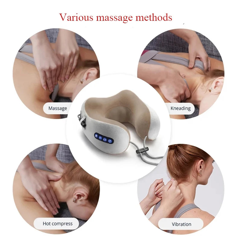 Massaging Neck Pillow - Pillow Portable Heated Massage Ideal for Travel, Relaxation and Office, U Shaped Pillow For Shoulder, Cervical Pain Relief 7983093252294-2