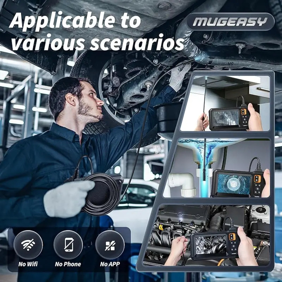 Industrial Endoscope Inspection Camera – 1080P HD with 4.3-Inch Screen Adjustable Lens 9767992426817-1