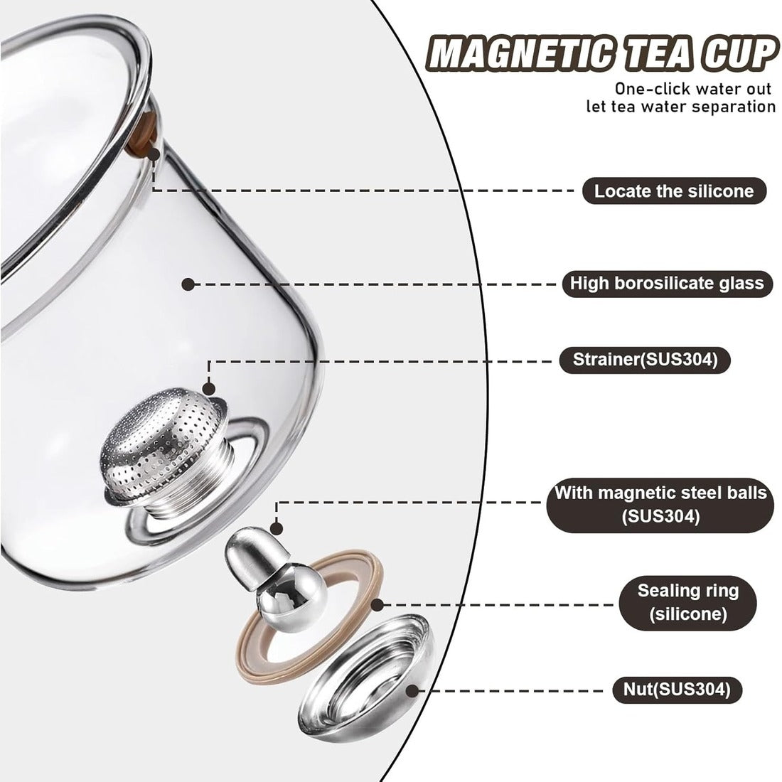 Durable Glass Teapot With Infuser For Tea Brewing