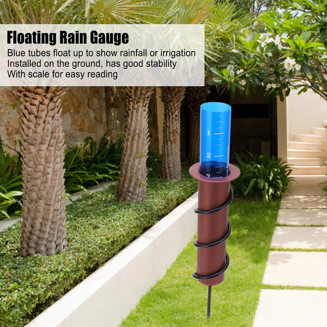Copper Rain Gauge - Durable, Floating Design for Home Garden & Lawn Water Measurement 9957152260417-1