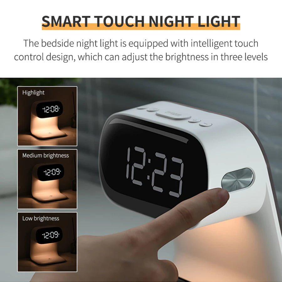 Creative 3-in-1 Bedside Lamp – Wireless Phone Charger & Smart Alarm with LCD Display for a Sleek, All-in-One Nightstand Upgrade 8361995010246-1