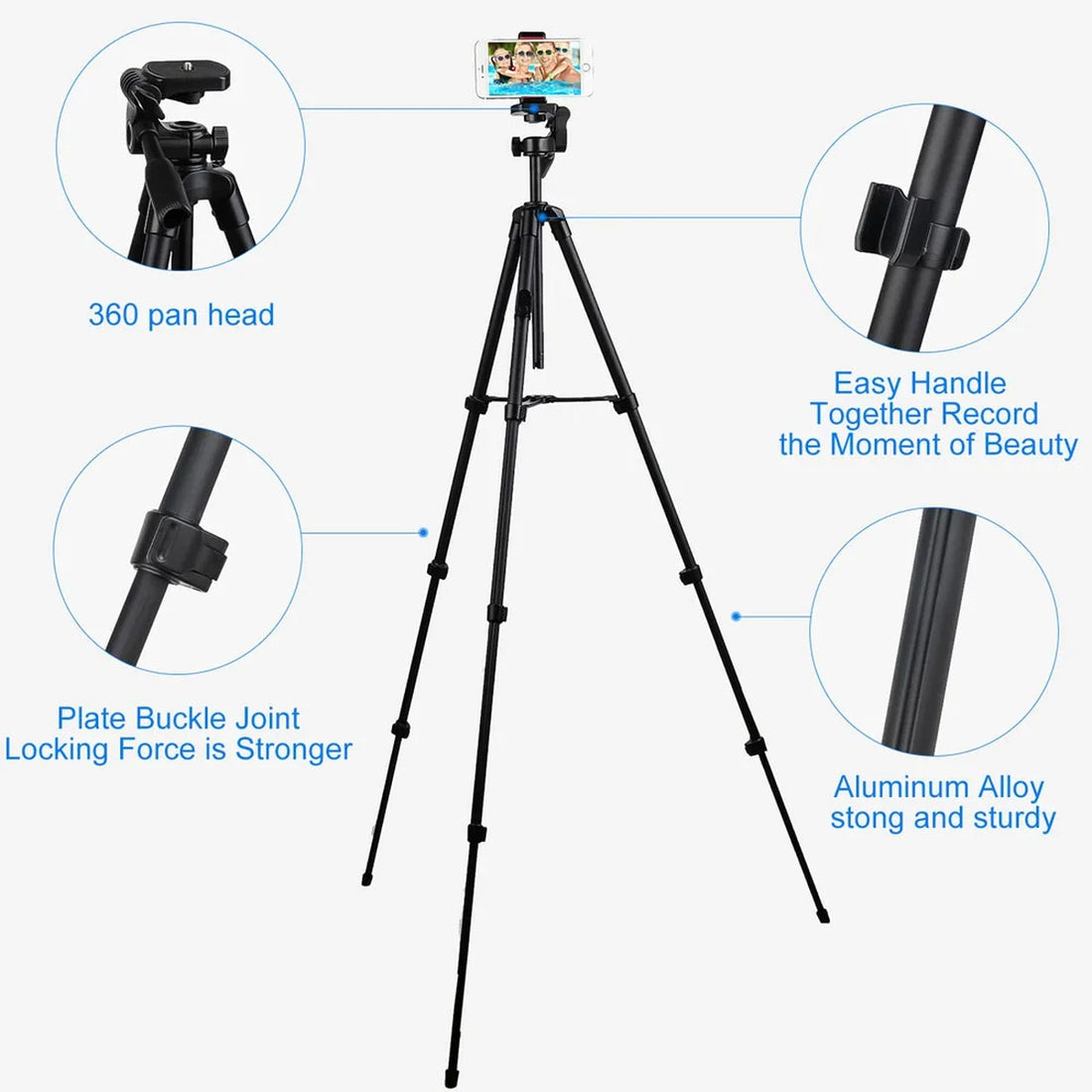 Extendable Phone Tripod with Bluetooth Remote - Versatile Selfie Stick & Stand 9726133436737-1