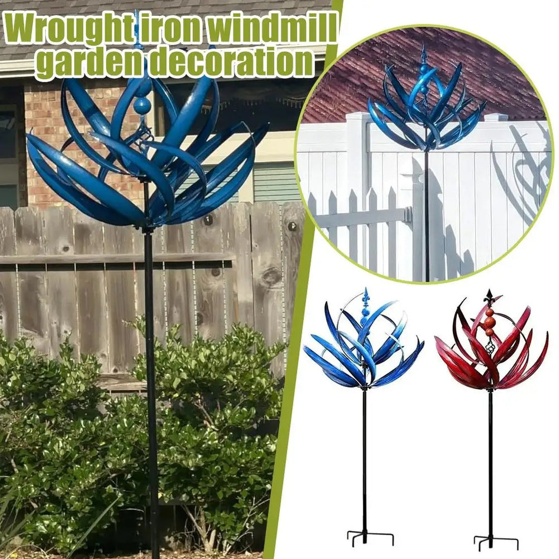 Decorative Windmill - Serene Garden Elegance with Graceful Spinning Motion 14821840912710-1