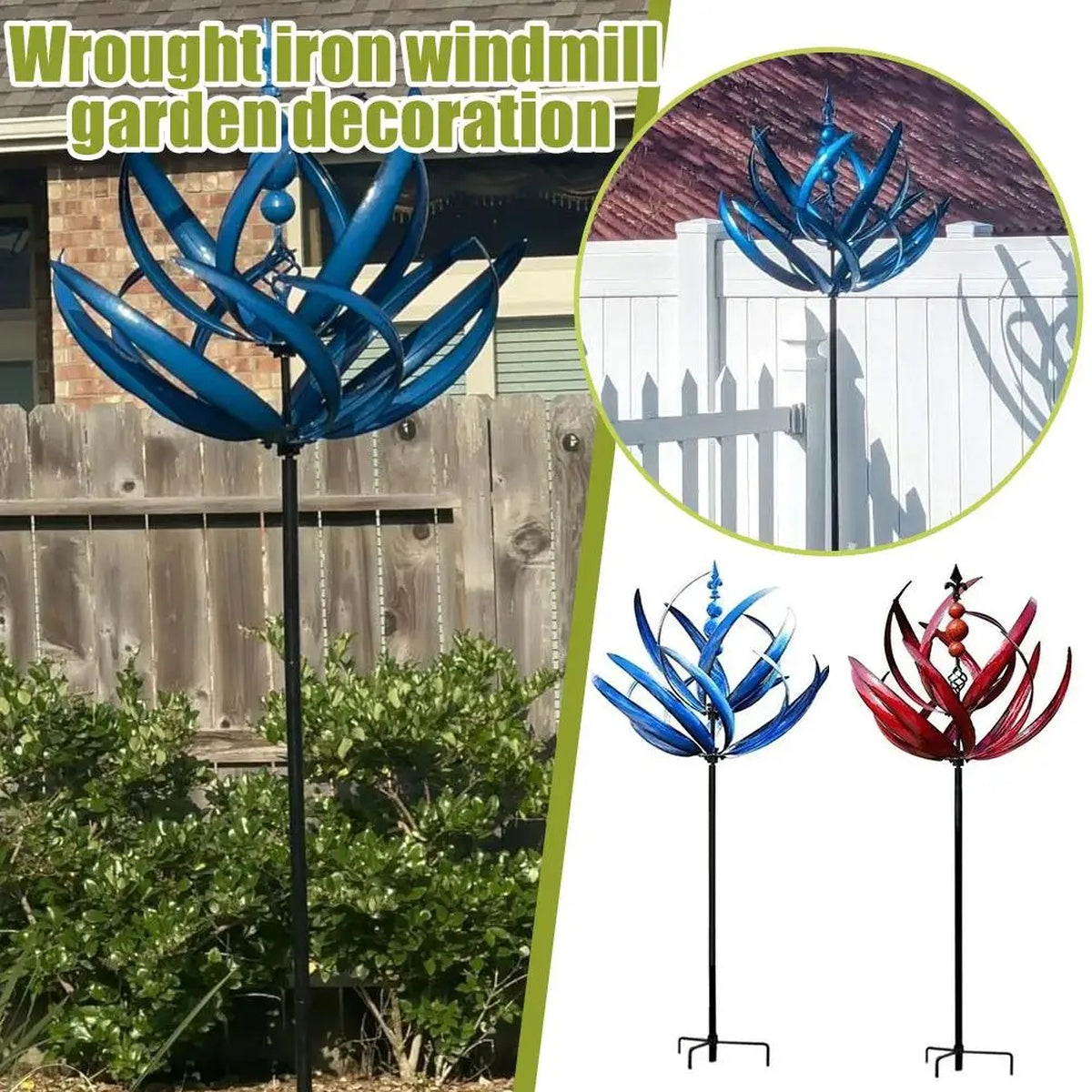 Decorative Windmill - Serene Garden Elegance with Graceful Spinning Motion 14821840912710-1