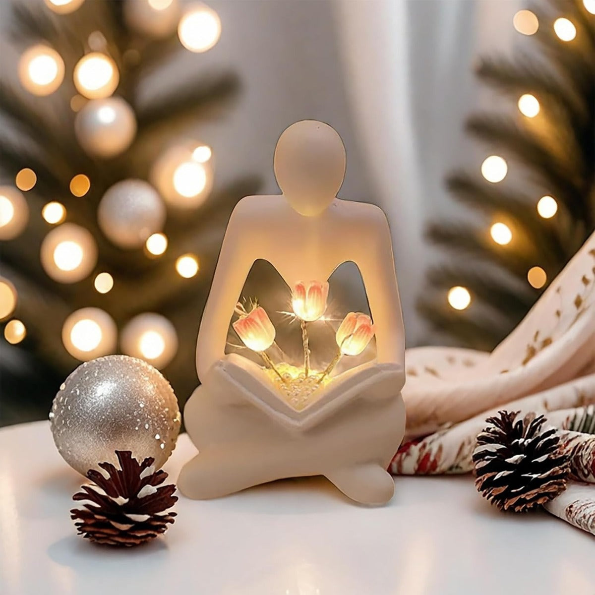 Abstract Tulip Resin Night Light Sculpture for Desk and Bedside Decor 10198665167187-1