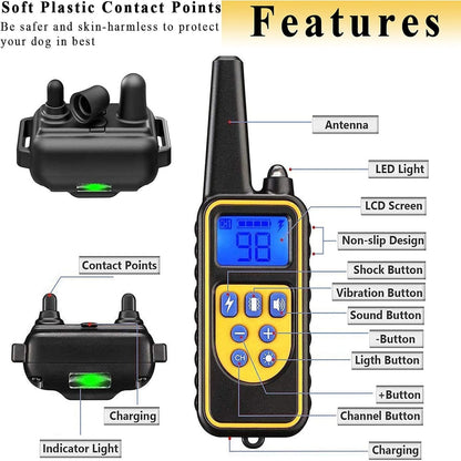 800M Rechargeable Electric Dog Training Collar - Waterproof, Remote Control & Ideal for Effective Dog Training 9975745872193-1