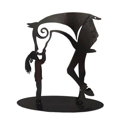 Metal Garden Horse Kiss Sculpture Outdoor Waterproof Yard Decor 8496310026542-1