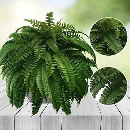 2Pc UV Resistant Artificial Boston Fern - Lifelike, Waterproof & Maintenance for Outdoor Décor 9945609568577-1