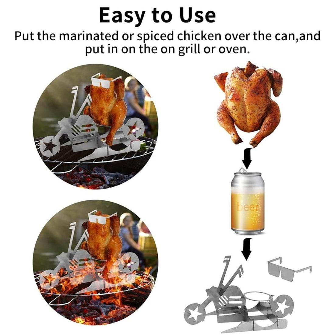 Stainless Steel Chicken Holder Rack For Outdoor BBQ Grill Roasting 6850550300772-1