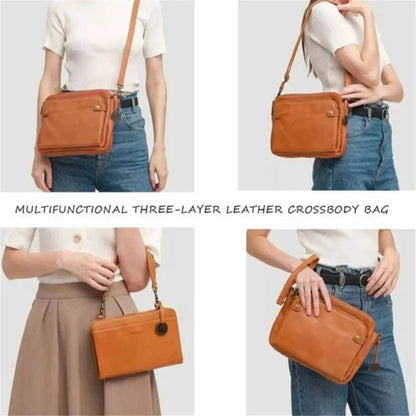 Three-Layer Leather Crossbody Shoulder & Clutch Bag 8490856546606-1