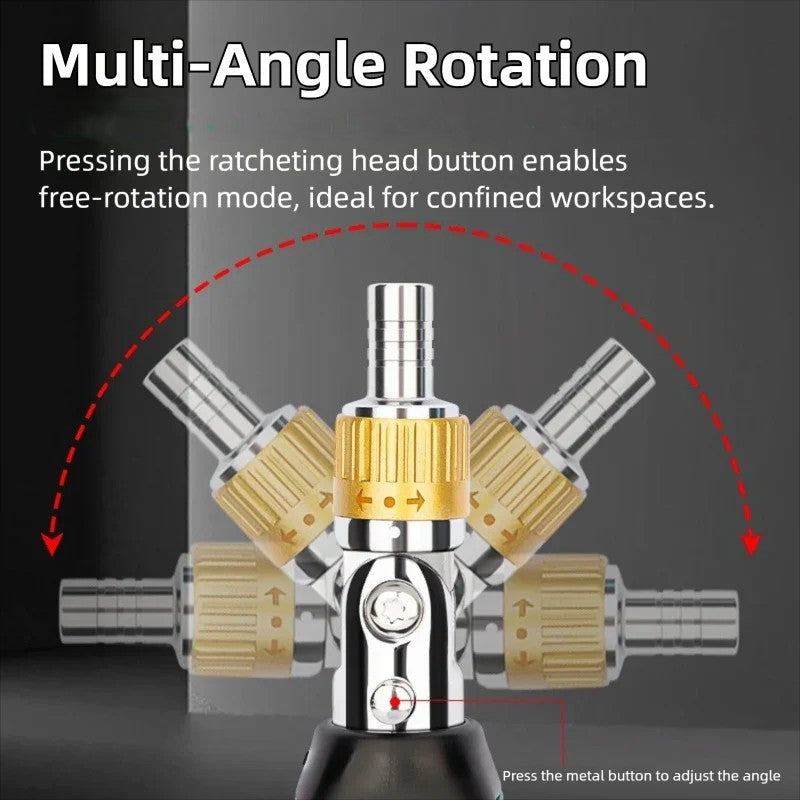 Adjustable 14-In-1 Ratchet Screwdriver, 180° Rotating Head, Built-In Bit Storage 10122126786861-1