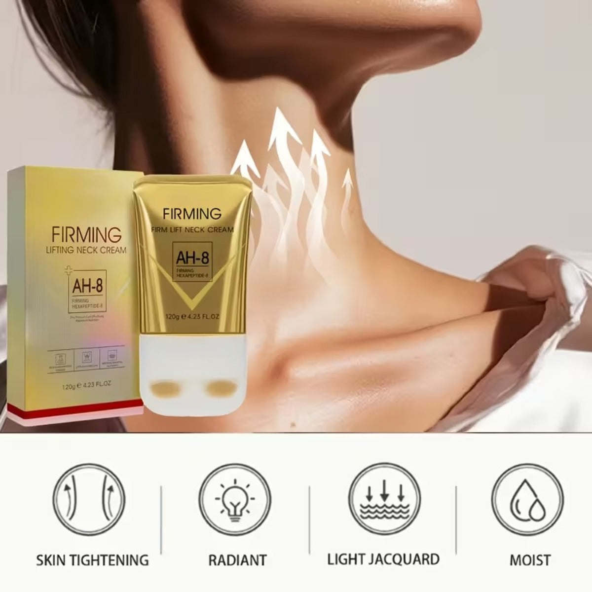 Neck Firming Cream with Roller Applicator - Anti-Aging Moisturizer with AH-8 & Ceramides 15152385261894-1