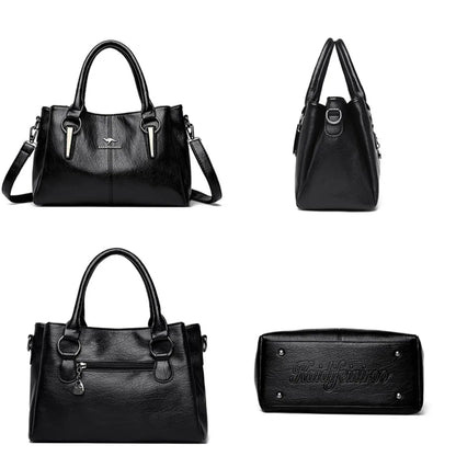Premium Full-Grain Leather Classic Organizer Bag With Adjustable Strap 10110240653658-1