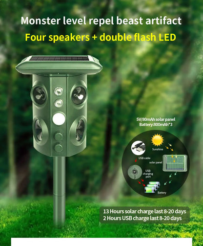 Outdoor Ultrasonic Bird Repeller - Effective, Humane Woodpecker Deterrent for Gardens, Patios & Farms 9945609077057-1