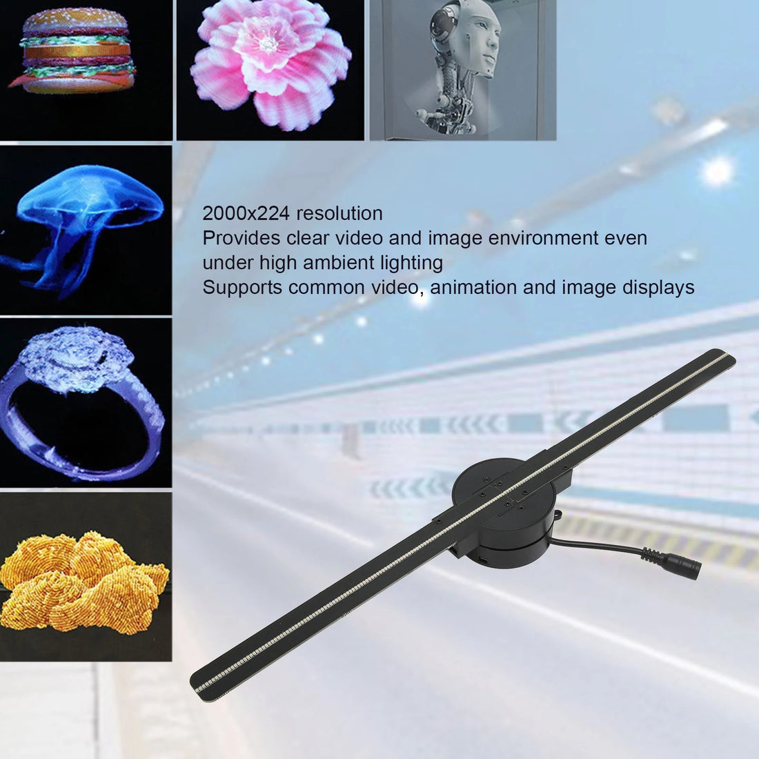 3D Hologram LED Fan Projector for Dynamic Visual Advertising Displays 8523222417539-1