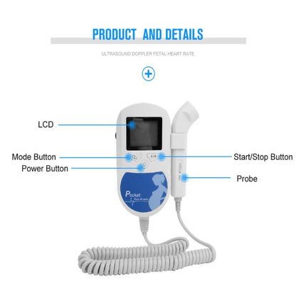 Fetal Heartbeat Doppler - Heart Beat Monitor Backlight LCD 7771327037638-1