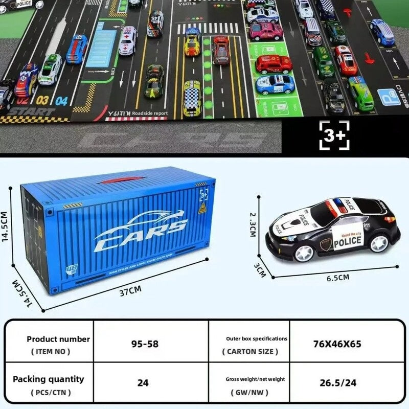 48 Mini Pull-Back Cars With Built-In Garage Set 10322074403127-1