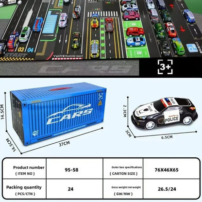 48 Mini Pull-Back Cars With Built-In Garage Set 10322074403127-1