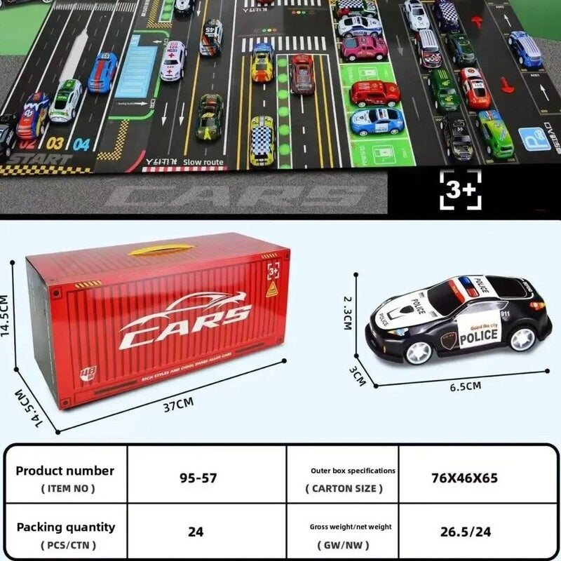48 Mini Pull-Back Cars With Built-In Garage Set 10322074403127-1