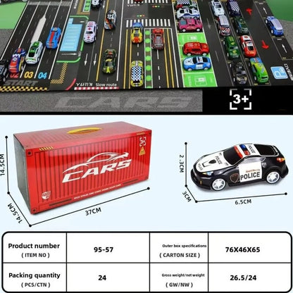 48 Mini Pull-Back Cars With Built-In Garage Set 10322074403127-1