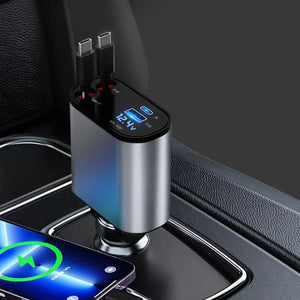 4 In 1 100W Retractable Car Charger