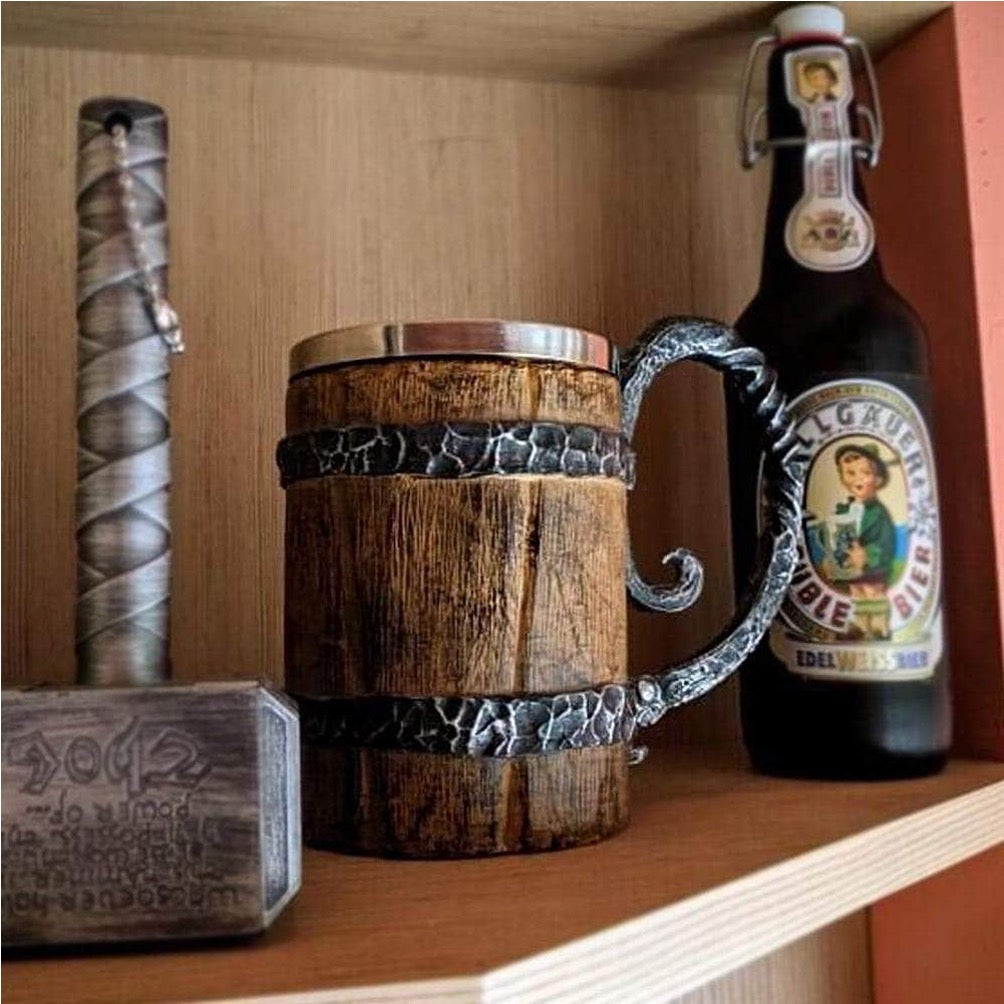 Wooden Barrel Stainless Steel Mug – Rustic And Durable Design