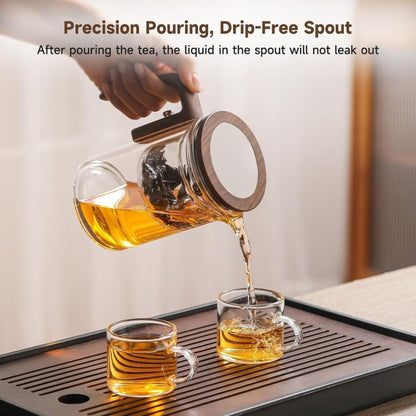 Glass Tea Brewer with Filter - Borosilicate Glass - Wooden Handle - 520ml - 720ml 15152381559110-1