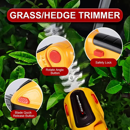 Cordless Hedge & Shrub Trimmer - 2-in-1 Cutting Heads, Lightweight & Ergonomic for Effortless Garden Maintenance 9952492224833-1