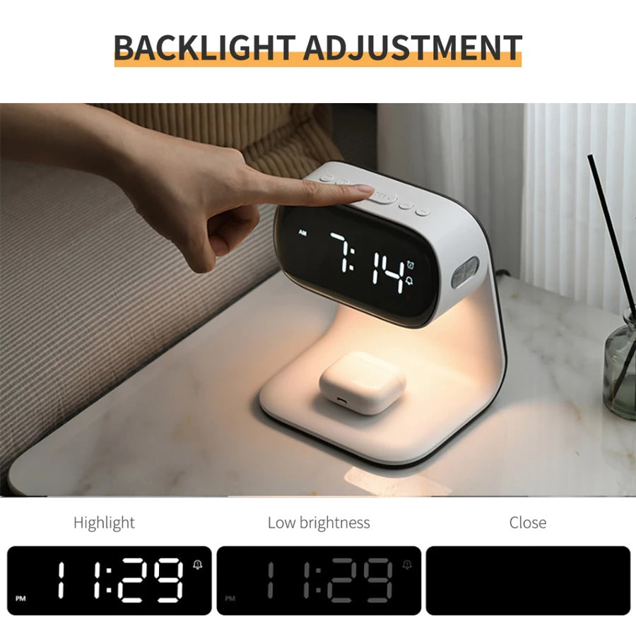 Creative 3-in-1 Bedside Lamp – Wireless Phone Charger & Smart Alarm with LCD Display for a Sleek, All-in-One Nightstand Upgrade 8361995010246-1