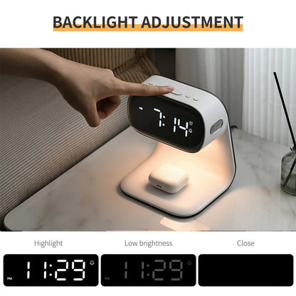 Creative 3-in-1 Bedside Lamp – Wireless Phone Charger & Smart Alarm with LCD Display for a Sleek, All-in-One Nightstand Upgrade 8361995010246-1