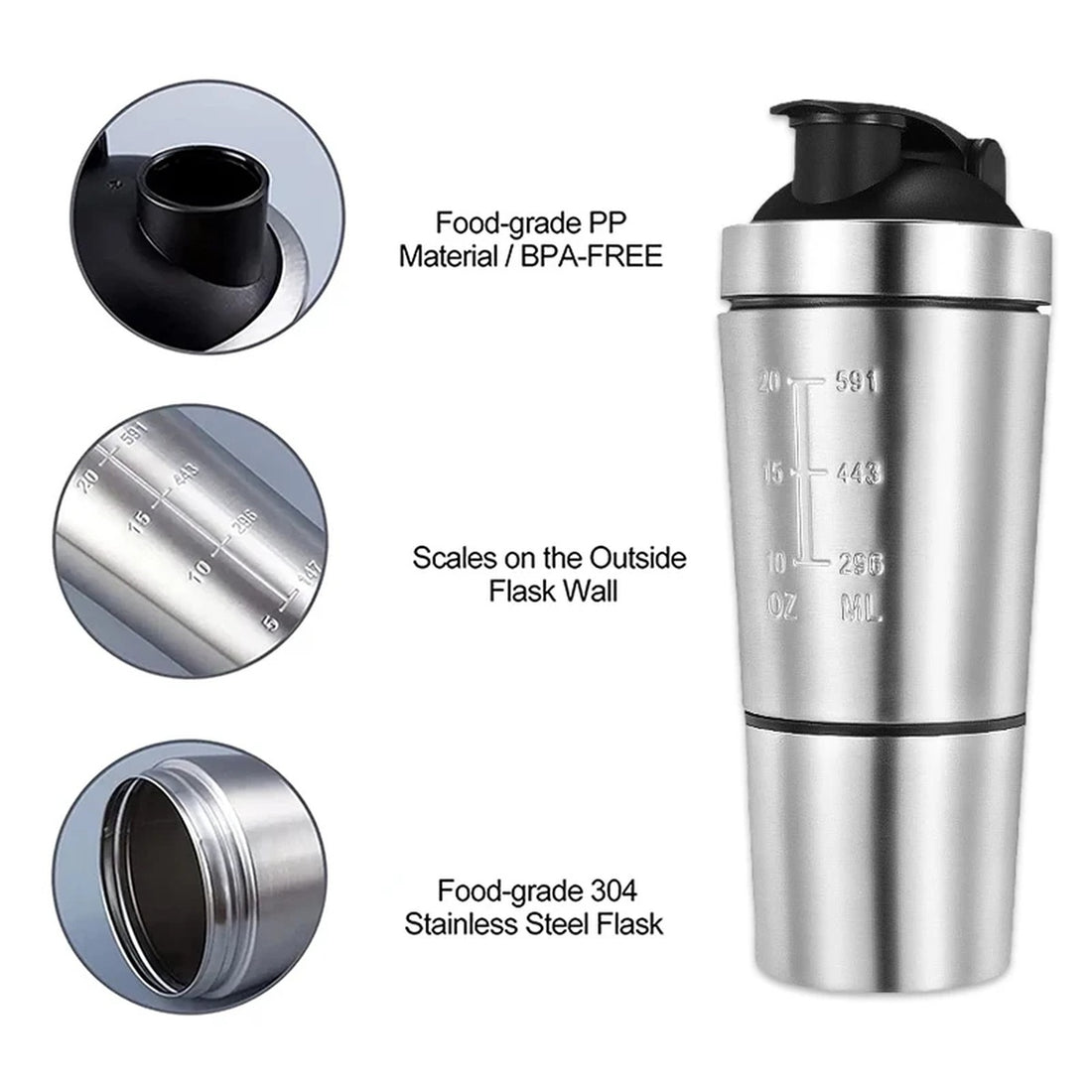 Stainless Steel Protein Shaker Bottle for Mixing Smooth Healthy Drinks 8830069768405-1