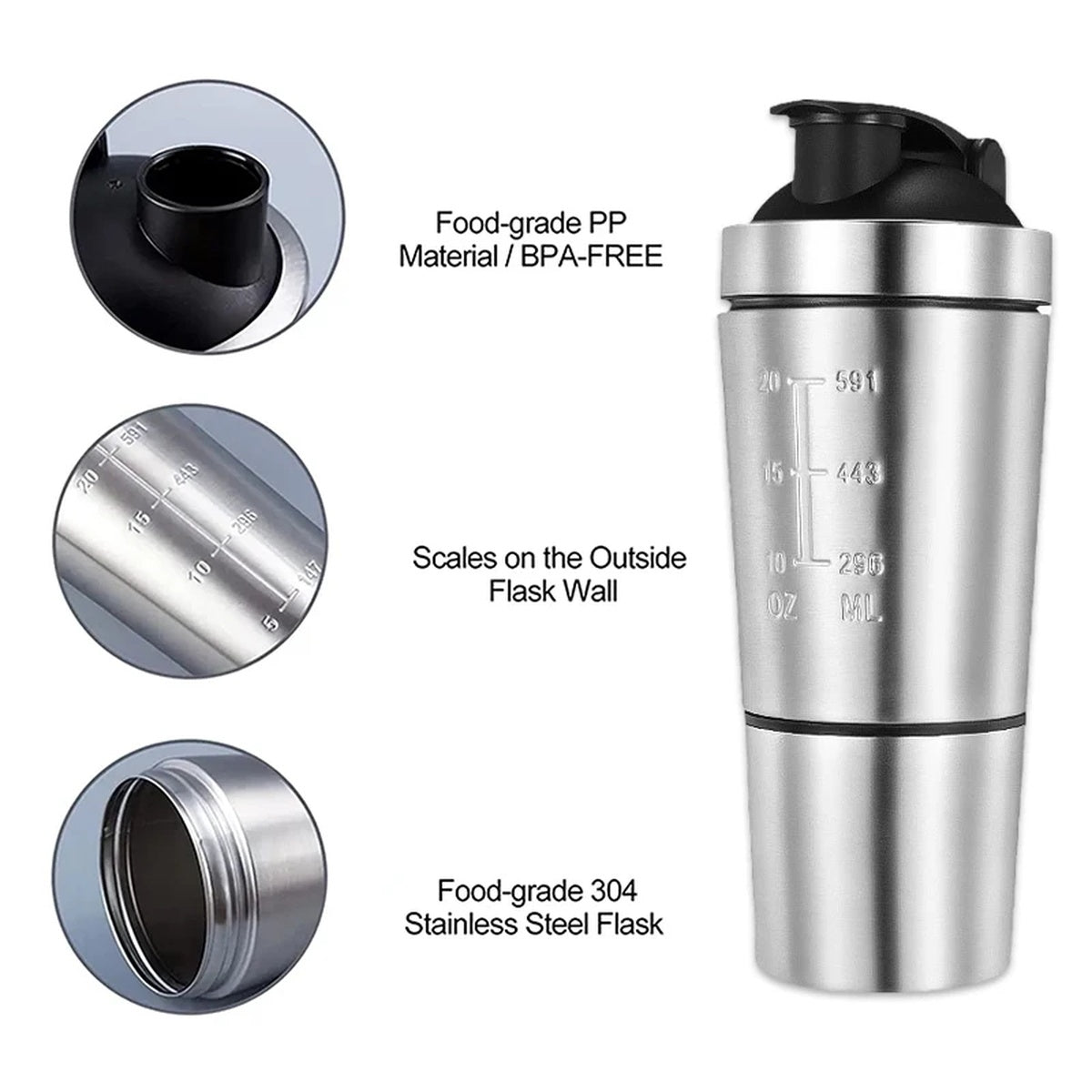 Stainless Steel Protein Shaker Bottle for Mixing Smooth Healthy Drinks 8830069768405-1