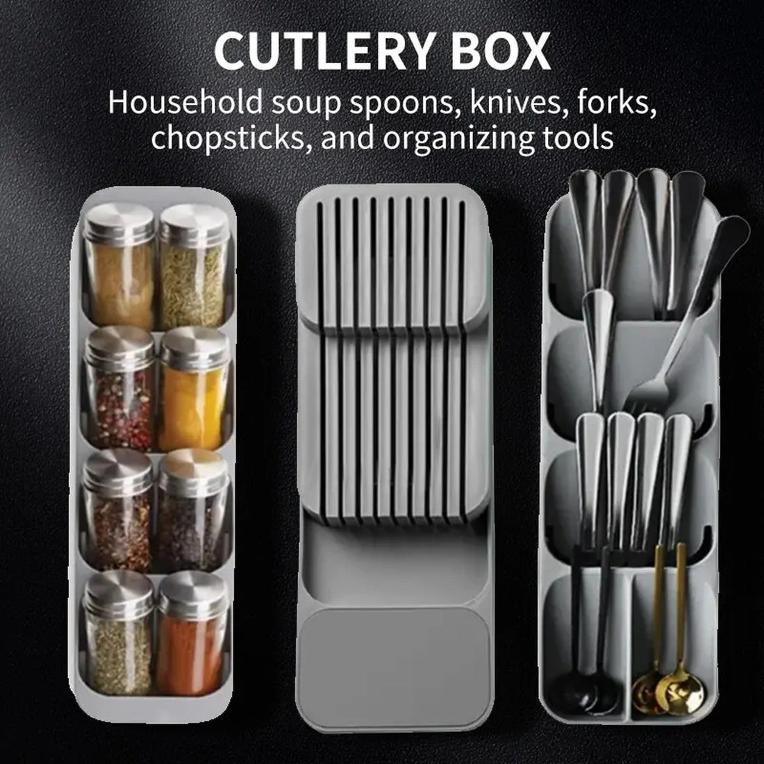 Space Saving Kitchen Drawer Cutlery Storage Tray 6852109467748-1