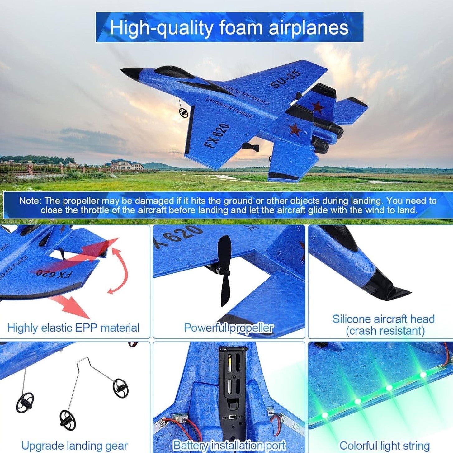 Remote Control Unbreakable Glider Plane 6849904574564-1