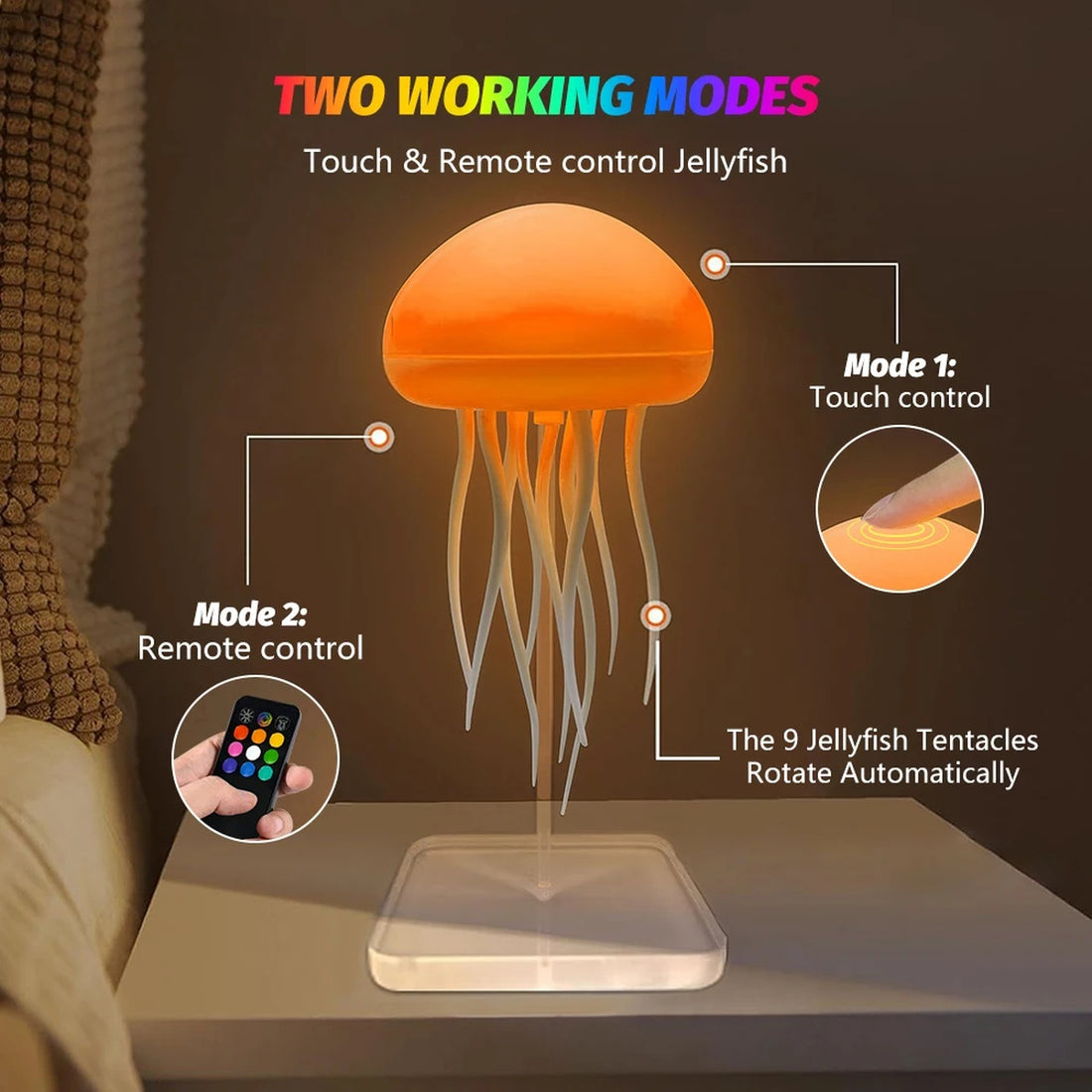 Jellyfish Ambient Lamp Creates Calming Color Shifting Light For Relaxation 8624208314610-1