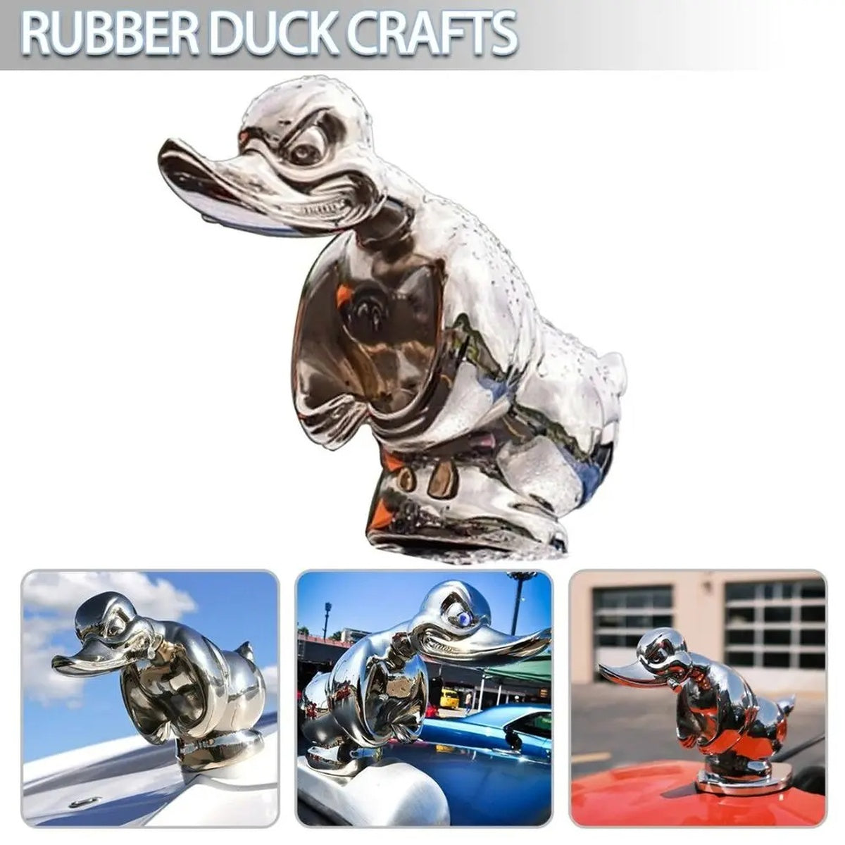 Metal Duck Hood Ornament Universal Mount For Car Motorcycle 8545363460398-1