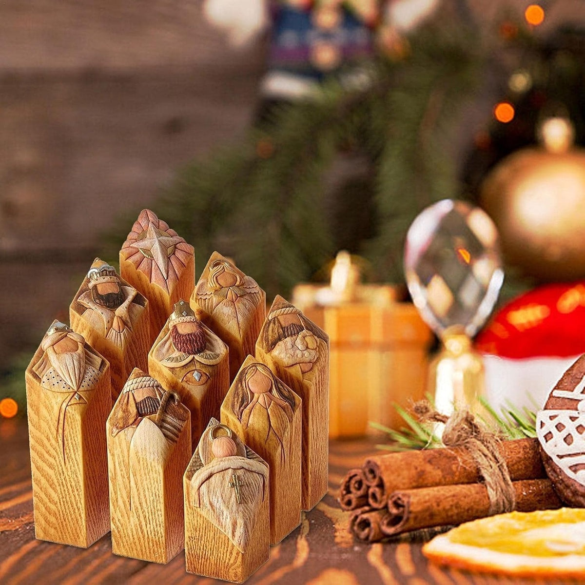 Heaven Pillarstatues 9Pcs Heaven Nativity Tree Pillar Statues 9555455082798-1