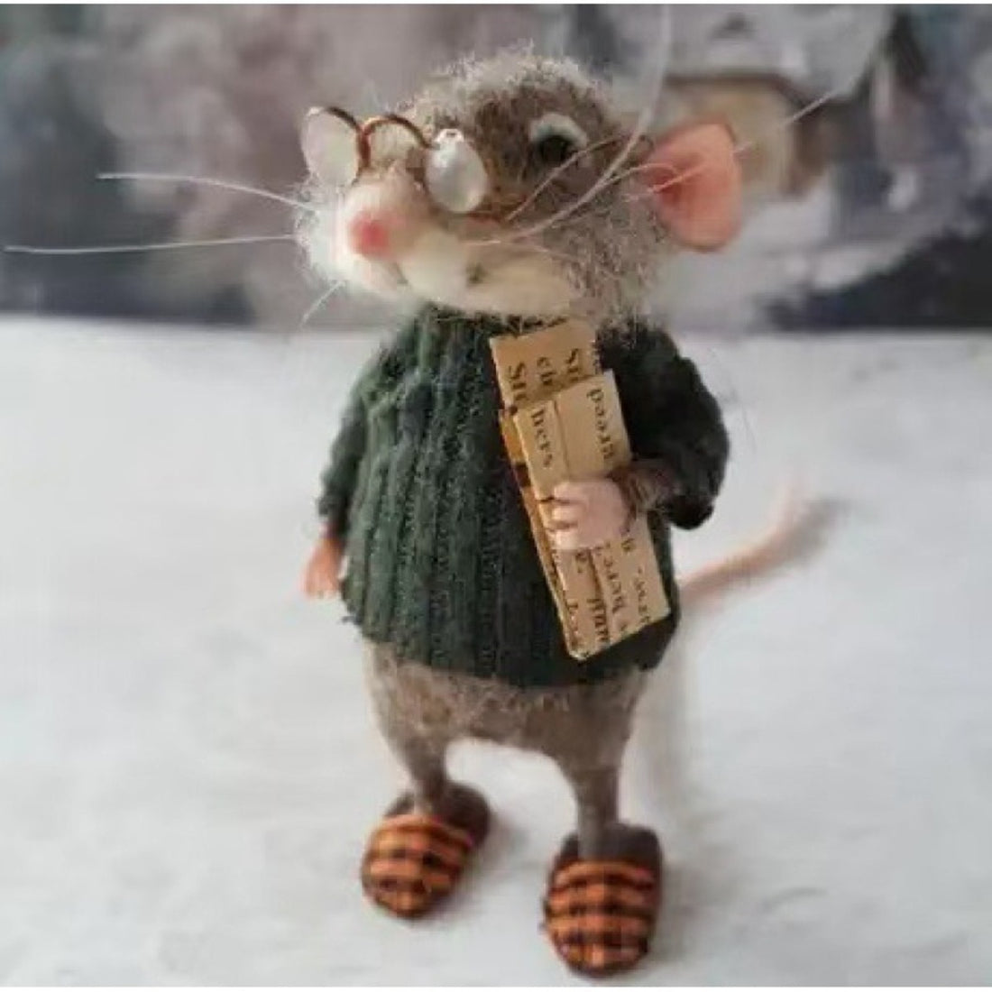 Handmade Felted Mouse Decoration - Eco-Friendly Wool - Holiday Ornament & Gift 15146752409926-1