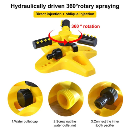 3-Arm Adjustable 360 Rotating Lawn Sprinkler for Gardens -AutoRotating Sprinkler System