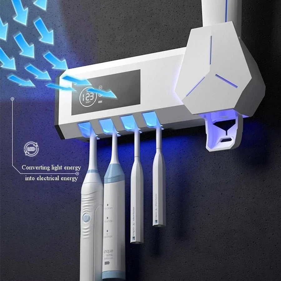 Smart UV Toothbrush Holder - Multifunctional Toothbrush Sanitizer, Disinfector & Automatic Toothpaste Dispenser Squeezer 7981556662470-1