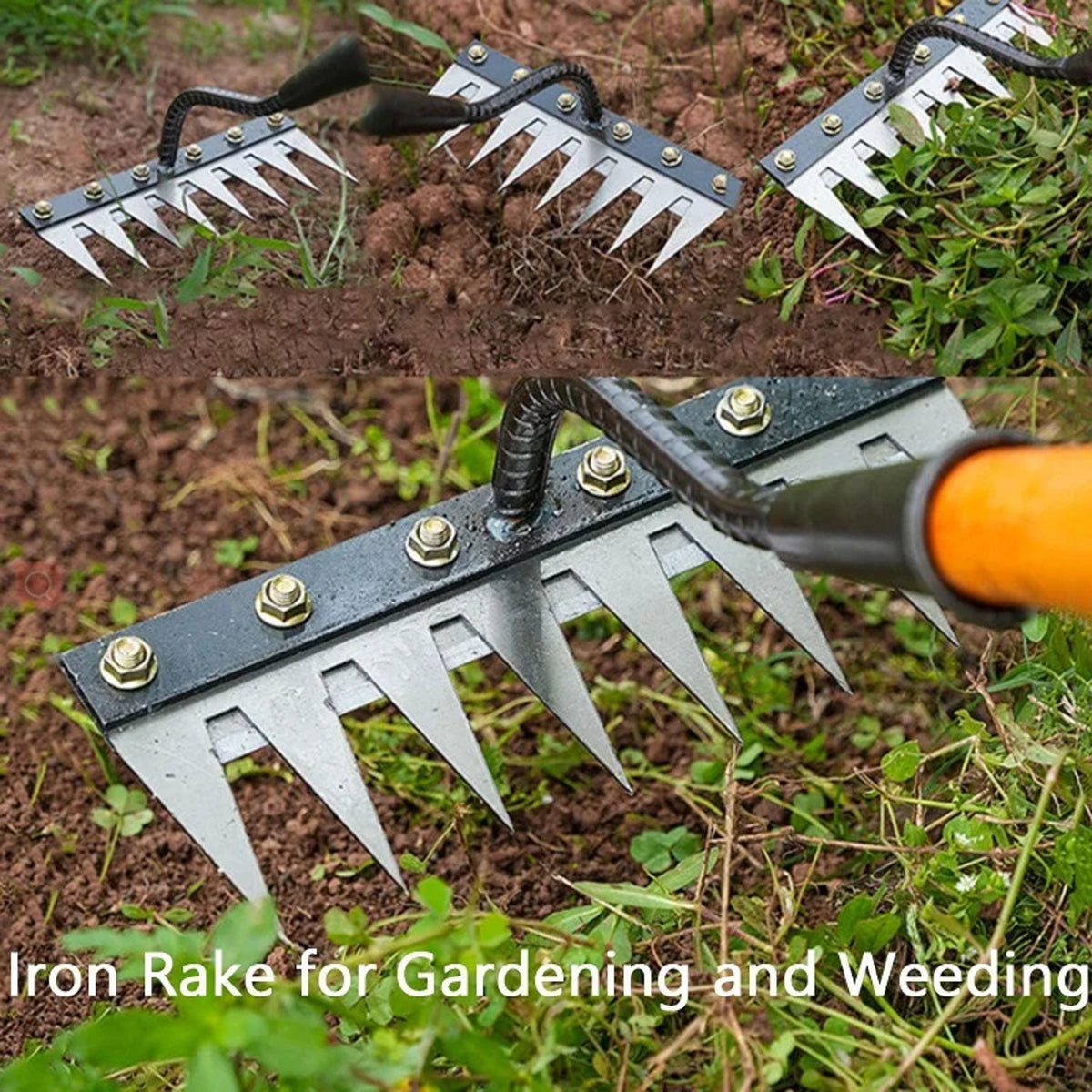 Steel Garden Rake with Durable Steel Tines for Lawn Care and Yard Maintenance 9912286019905-1
