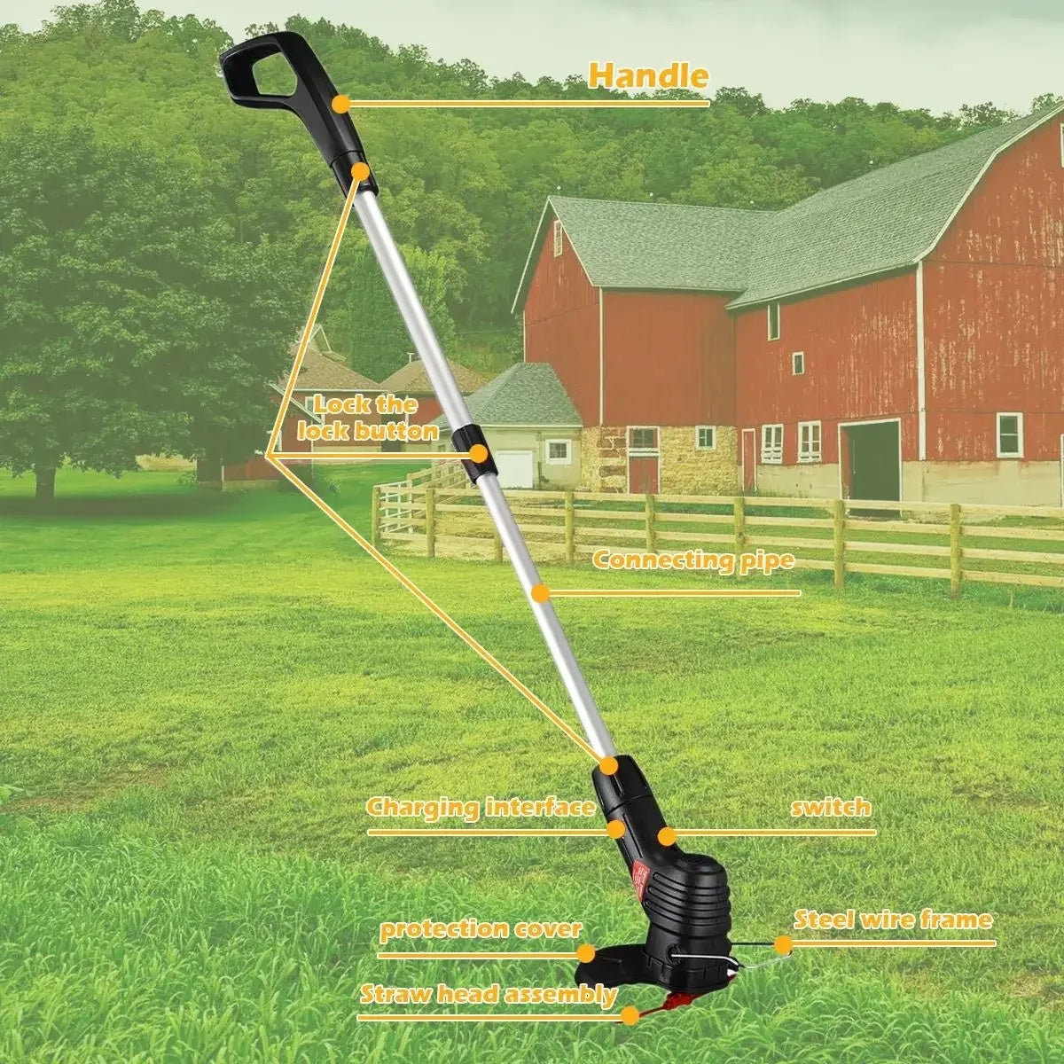 Cordless Grass Trimmer with High-Power Battery - Lightweight Lawn Edger for Easy Yard Maintenance 9912286609729-1