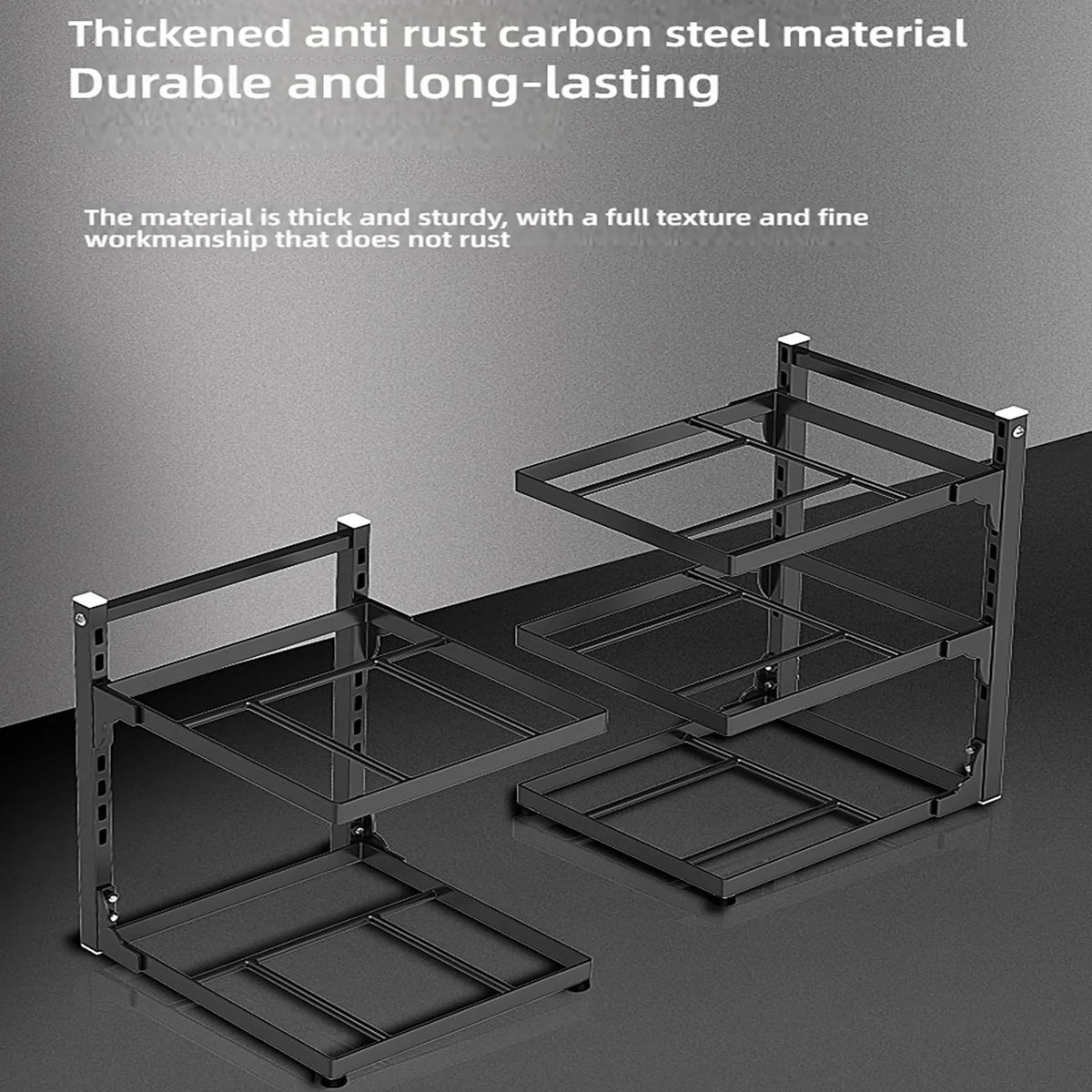 Adjustable Heavy Duty Kitchen Pot Pan Lid Organizer Rack